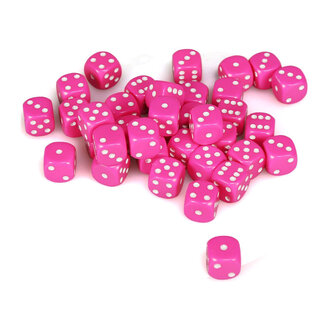 Chessex 36 dés 6 12mm opaques roses avec picots blancs