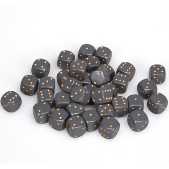 Chessex 36 dés 6 12mm opaques gris foncé avec points cuivrés