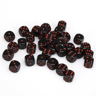 Chessex 36 dés 6 12mm opaques noir avec points rouges
