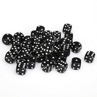 Chessex 36 dés 6 12mm opaques noir avec points blancs
