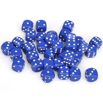 Chessex 36 dés 6 12mm opaques bleu avec points blancs