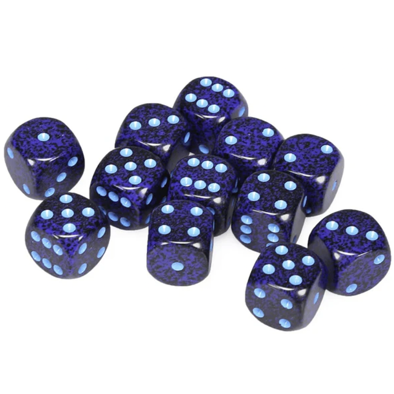 Chessex 12 dés 6 16mm picotés ''Cobalt''