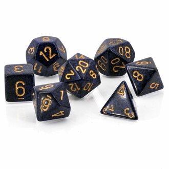 Chessex 7 dés polyédriques picotés ''Gold Cobalt''