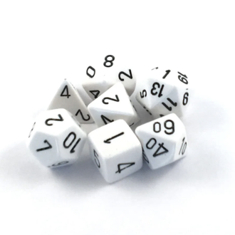 Chessex 7 dés polyédriques opaques blanc avec chiffres noirs
