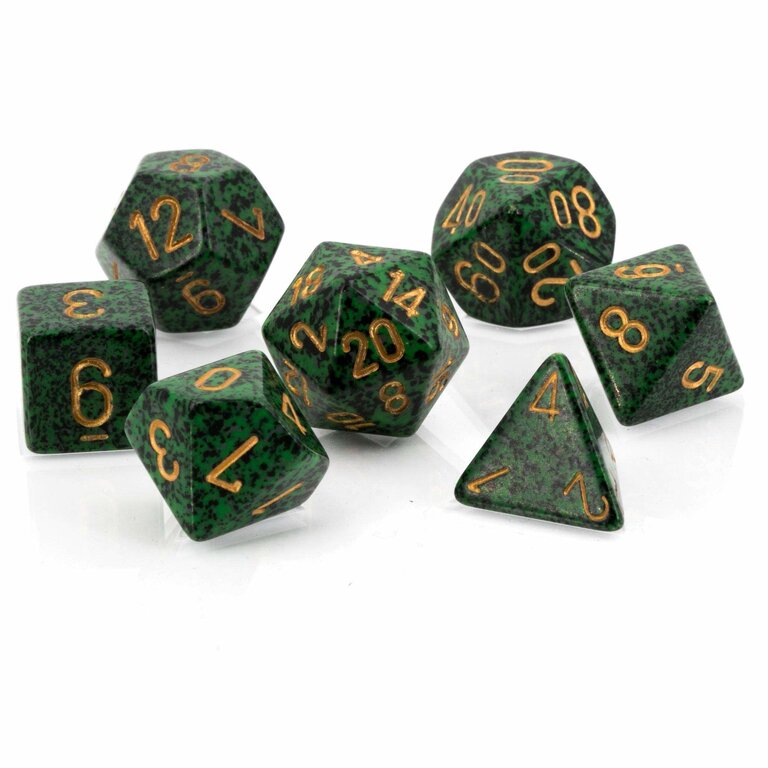 Chessex 7 dés polyédriques picotés ''Golden Recon''