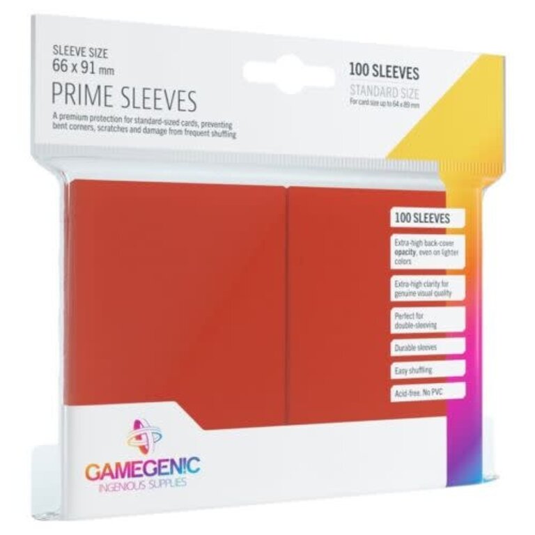 Gamegenic (Gamegenic) Prime Sleeves: Red - 100 Unités - 66mm x 91mm