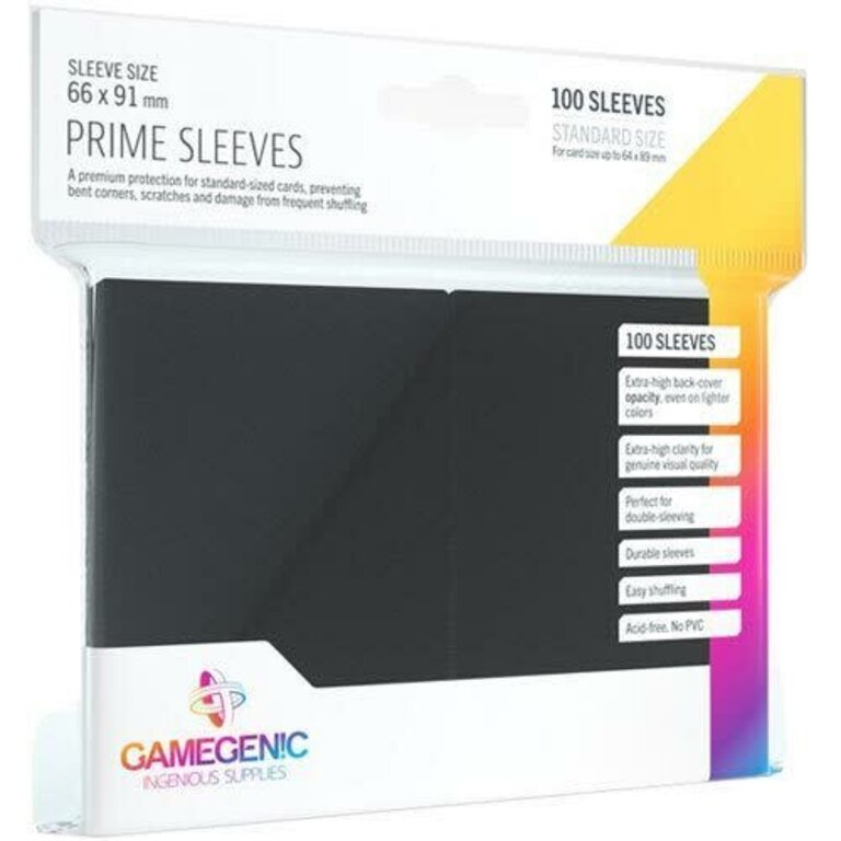 Gamegenic (Gamegenic) Prime Sleeves: Black - 100 Unités - 66mm x 91mm