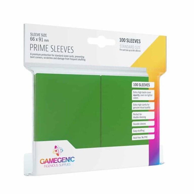 Gamegenic (Gamegenic) Prime Sleeves: Green - 100 Unités - 66mm x 91mm