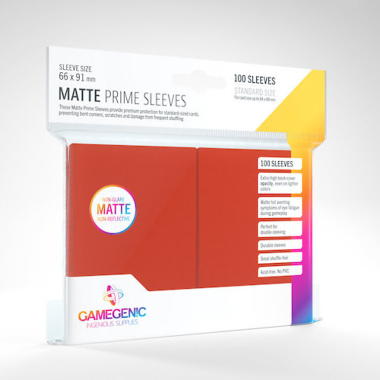 Gamegenic (Gamegenic) Matte Prime Sleeves: Red - 100 Unités - 66mm x 91m