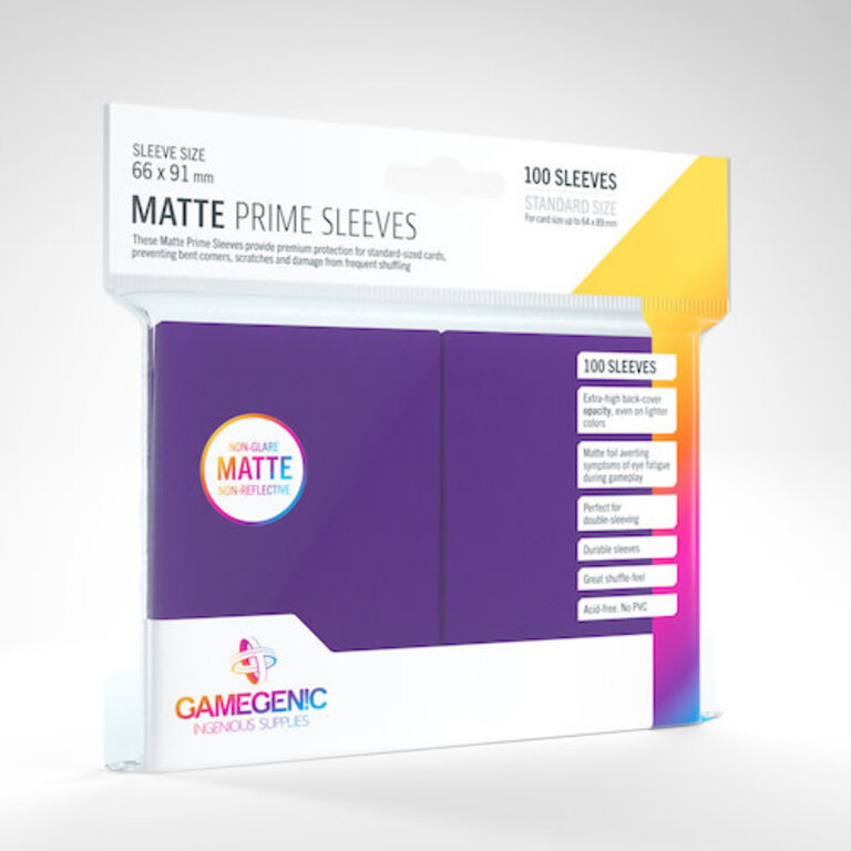 Gamegenic (Gamegenic) Matte Prime Sleeves: Purple - 100 Unités - 66mm x 91mm