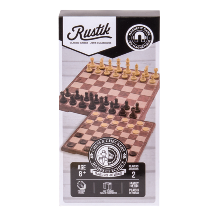 Chess / Checkers -Magnetic (Edition peachwood) (Multilingual)