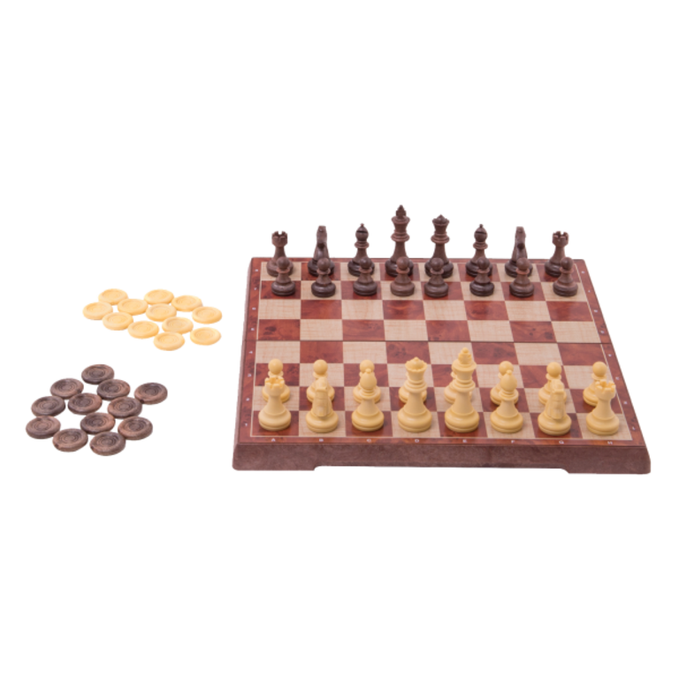 Jeu d'échecs et dames (Edition peachwood) - magnétique (Multilingue)