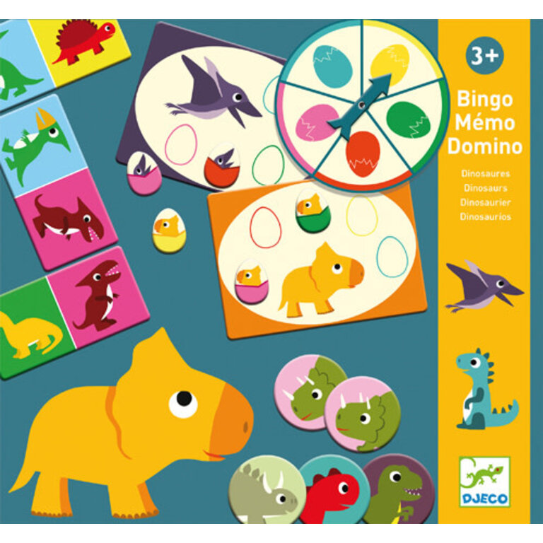 Djeco Bingo Memo Domino - Dinosaures (Multilingual)