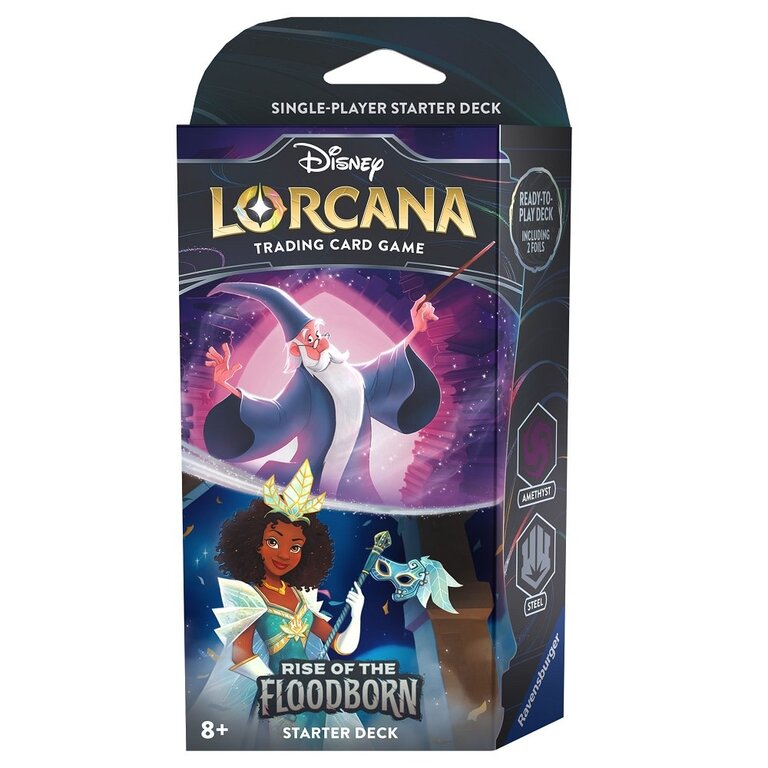 Disney Lorcana - The Rise of the Floodborn - Starter Deck - Merlin/Tiana - Amethyst/Steel(English)