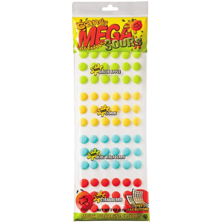 Mega Candy Buttons Sour - 144 Buttons - 57g