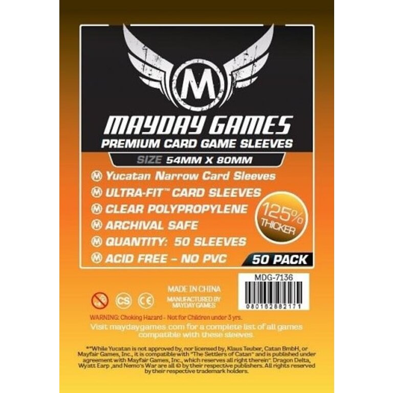 Mayday (Mayday) Yacatan Narrow Card Premium Game Sleeves - 50 Unités - 54mm x 80mm