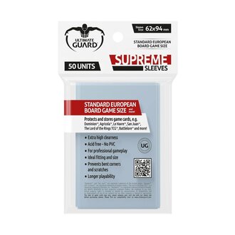 Ultimate Guard (UG) Supreme Standard European - 50 Unités - 62mm x 94mm*