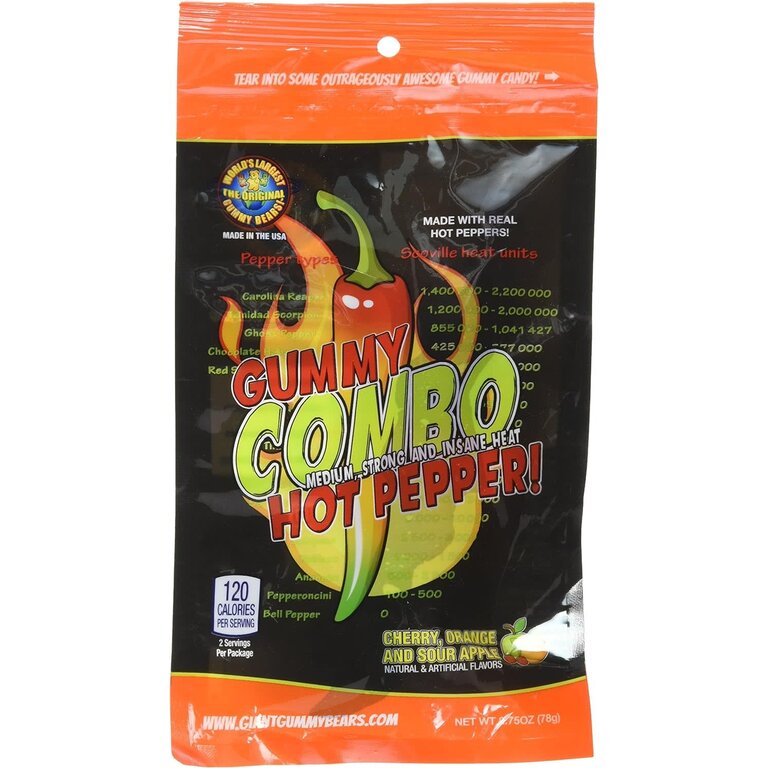 Gummy - Combo Hot Pepper - Orange, cerise et pomme surette - 78g