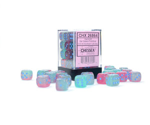 Chessex - Set de 36 Dés - À 6 Faces Couleur - GEMINI - Noir - Rose/Bla