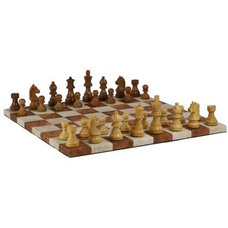 Ensemble d'échecs - Caramel/Cream Leatherette 14"