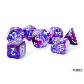 Chessex 7 dés polyédriques Nebula Luminary nocturne avec chiffres sarcelles - Méga-Hedral