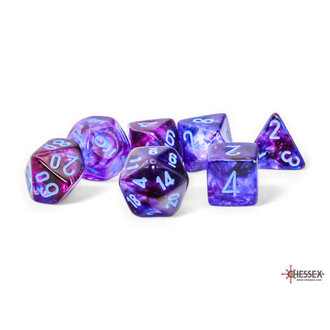 Chessex 7 dés polyédriques Nebula Luminary nocturne avec chiffres bleus - Méga-Hedral