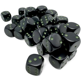 Chessex 36 dés 6 12mm opaques noir avec points verts
