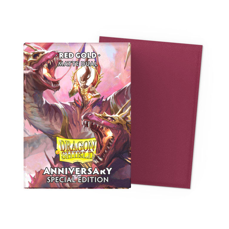 Dragon Shield (Dragon Shield) Matte Dual Sleeves - Red Gold Special Anniversary - 100 Unités - 63mm x 88mm
