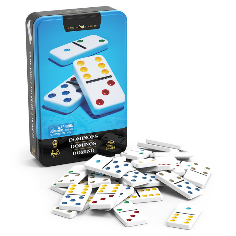 Dominos Double-6 - Boîte en métal (Multilingue)
