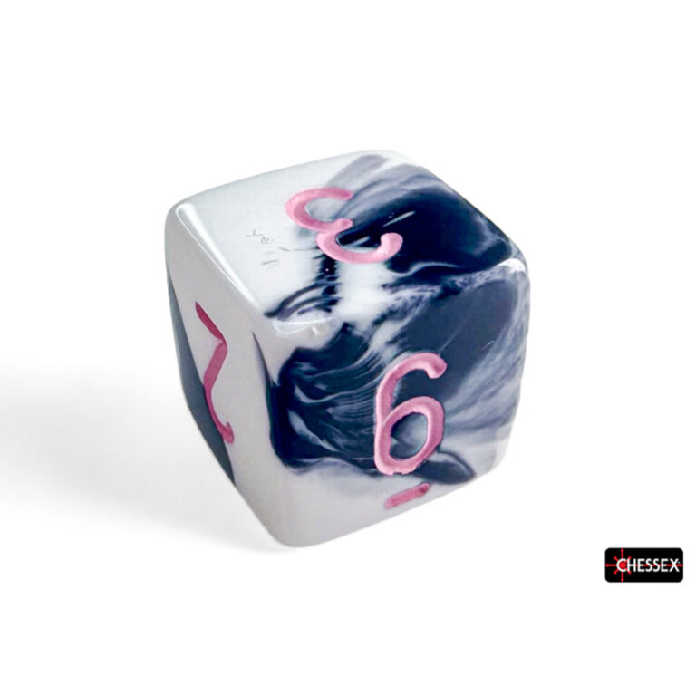 Chessex 7 dés polyédriques Gemini noirs/blancs avec chiffres roses