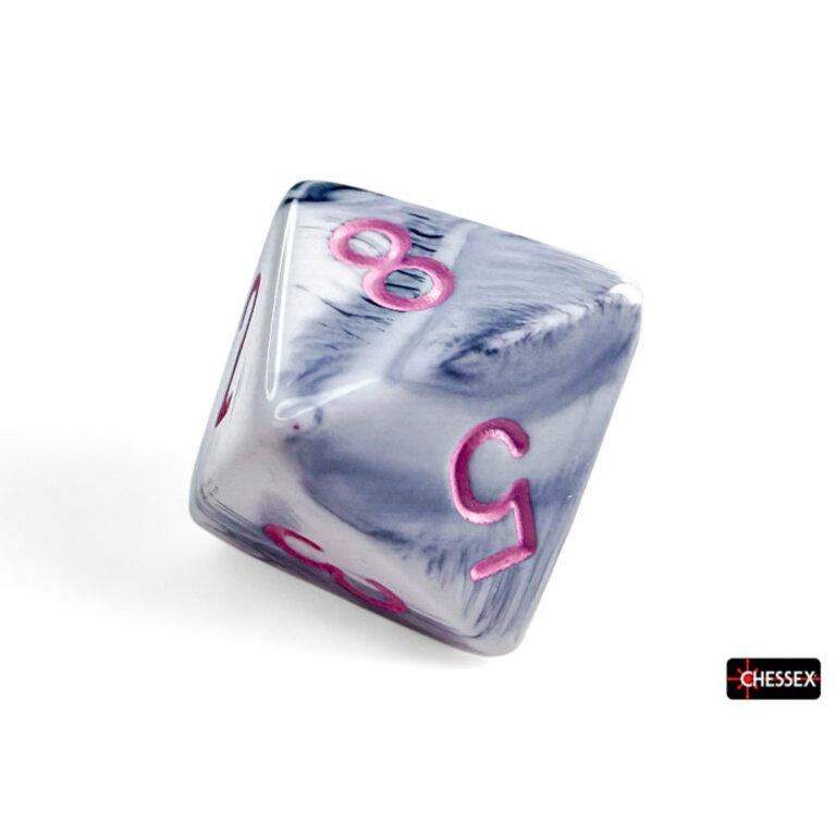Chessex 7 dés polyédriques Gemini noirs/blancs avec chiffres roses