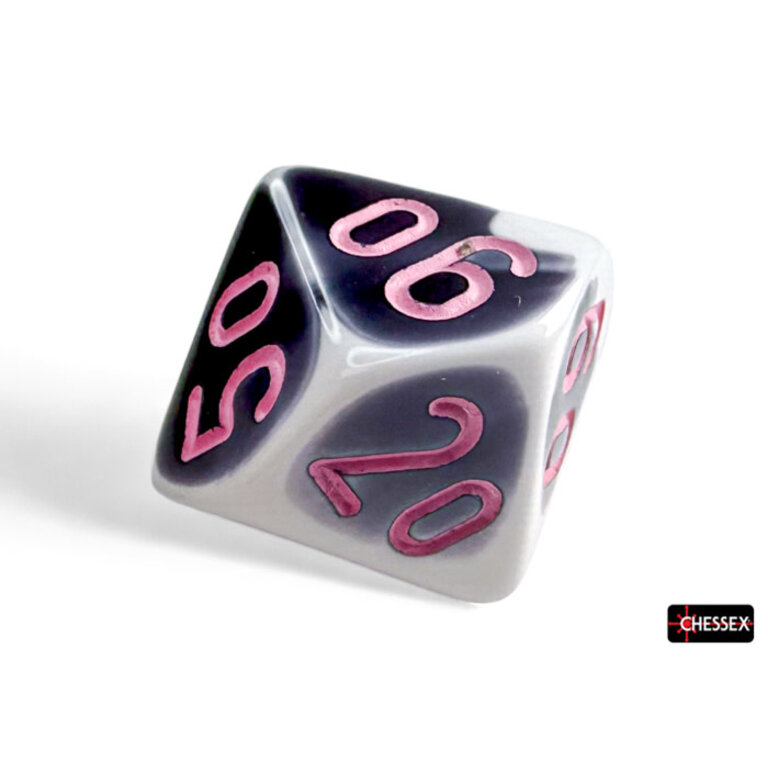 Chessex 7 dés polyédriques Gemini noirs/blancs avec chiffres roses