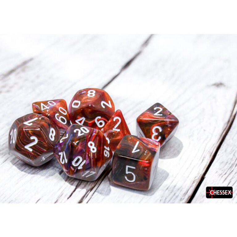 Chessex 7 dés polyédriques Festive symphonie avec chiffres blancs