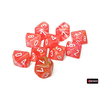 Chessex 10 dés 10 Luminary Festive Dahlia avec chiffres blancs