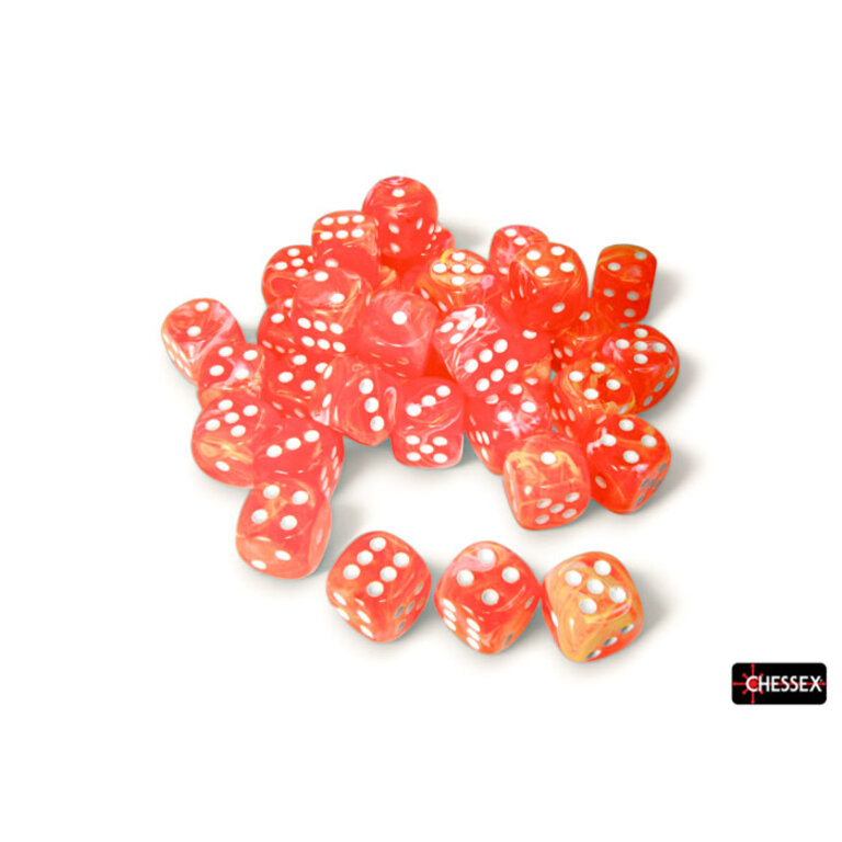 Chessex 36 dés 6 12mm Festive Luminary Dahlia avec points blancs