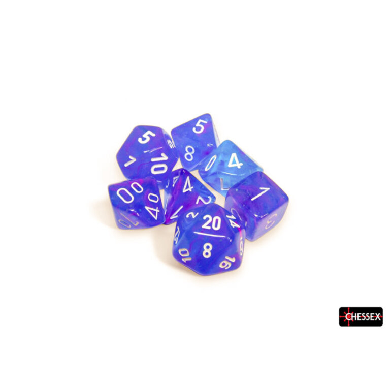Chessex 7 dés polyédriques Nebula aura avec chiffres blancs