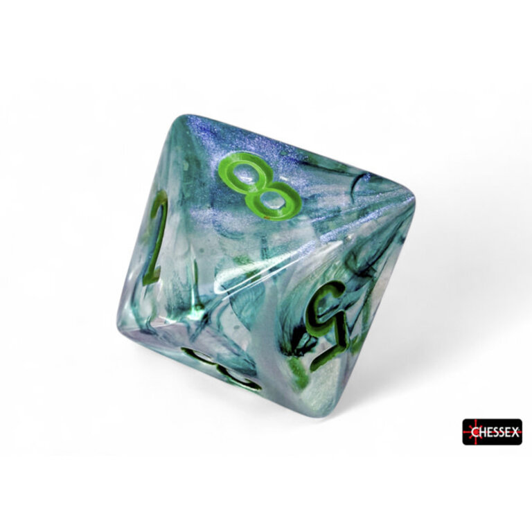 Chessex 7 dés polyédriques Borealis Luminary kelp avec chiffres verts pâles