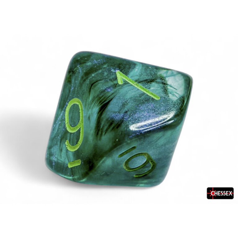 Chessex 7 dés polyédriques Borealis Luminary kelp avec chiffres verts pâles