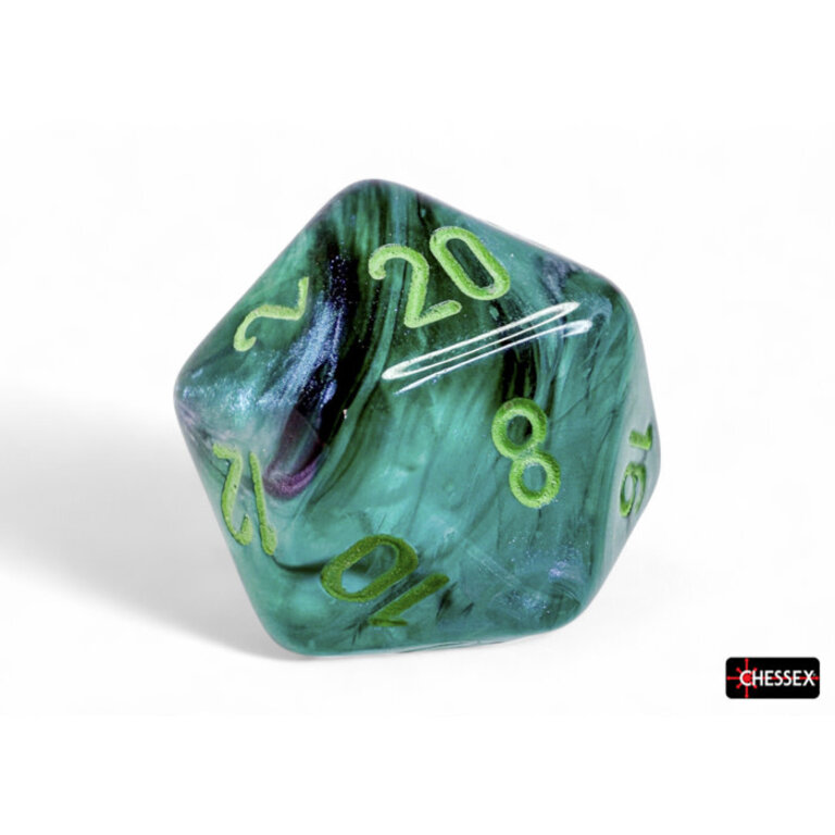 Chessex 7 dés polyédriques Borealis Luminary kelp avec chiffres verts pâles