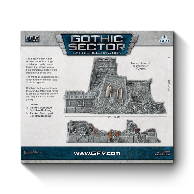 Galeforce Nine Battlefield in a Box - Gothic Sector - Mundus Imperialis - Scholam - Damaged and Destroyed - 2 Units