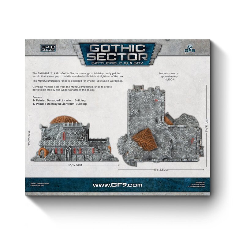 Galeforce Nine Battlefield in a Box - Gothic Sector - Mundus Imperialis - Librarium - Damaged and Destroyed - 2 Units