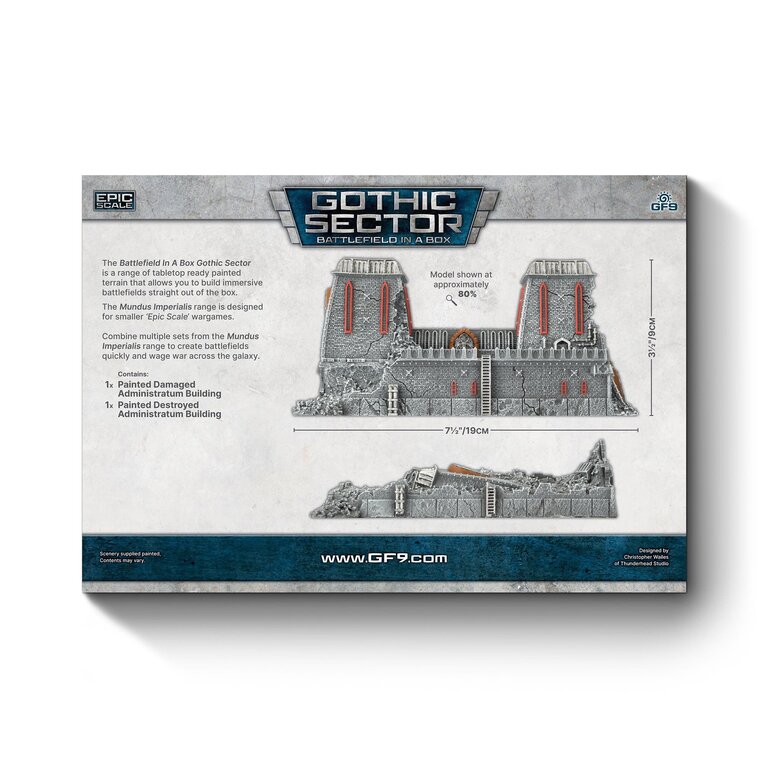 Galeforce Nine Battlefield in a Box - Gothic Sector - Mundus Imperialis - Administratum - Damaged and Destroyed - 2 Units