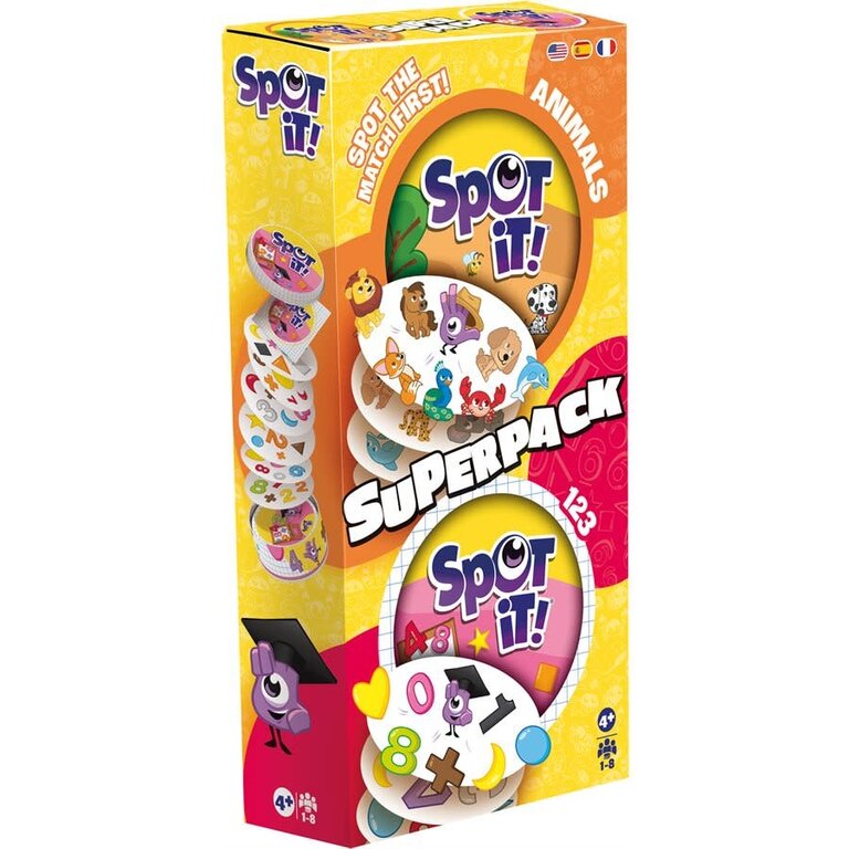 Spot it - Super Pack - Animals et 1,2,3 (Multilingue)
