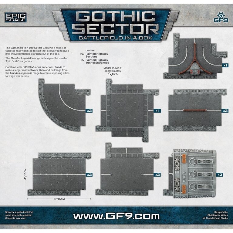 Galeforce Nine Battlefield in a Box - Gothic Sector - Mundus Imperialis - Highways - 12 Pieces