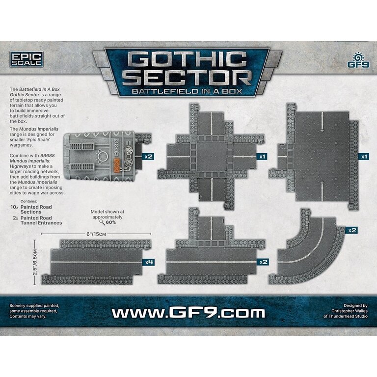 Galeforce Nine Battlefield in a Box - Gothic Sector - Mundus Imperialis - Roads - 12 Pieces