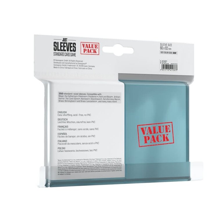 Gamegenic (Gamegenic) Just Sleeves - Standard - 250 unités - 66mm x 92mm