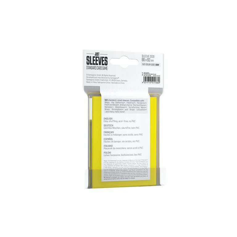 Gamegenic (Gamegenic) Just Sleeves - Standard - Yellow - 50 unités - 66mm x 92mm