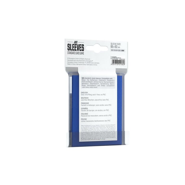 Gamegenic (Gamegenic) Just Sleeves - Standard - Blue - 50 unités - 66mm x 92mm
