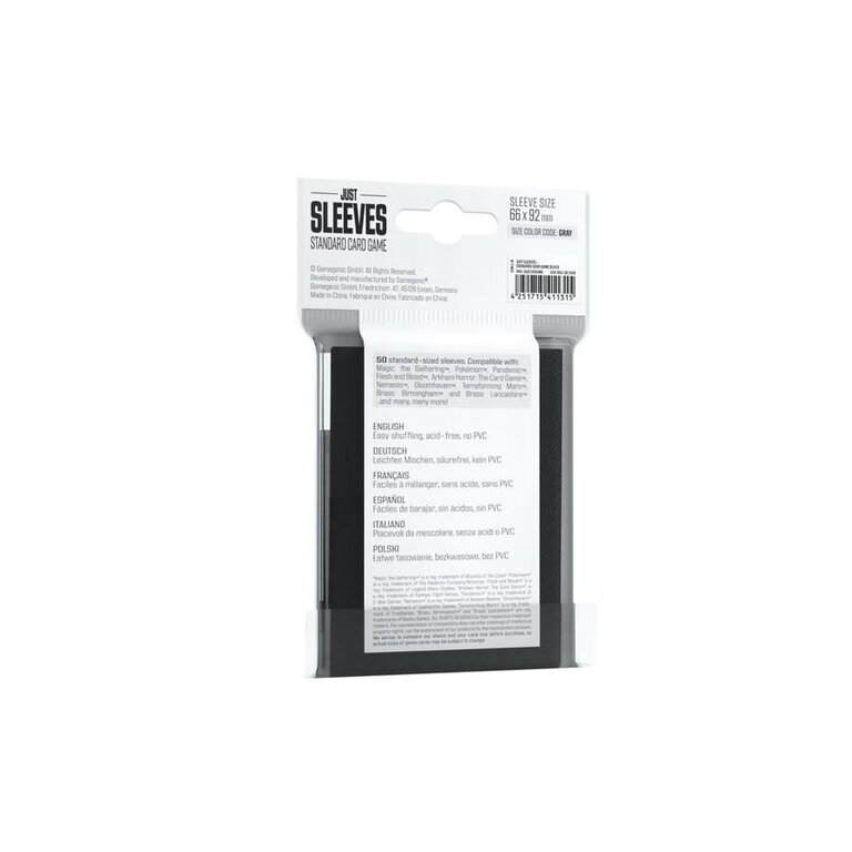Gamegenic (Gamegenic) Just Sleeves - Standard - Black - 50 unités - 66mm x 92mm