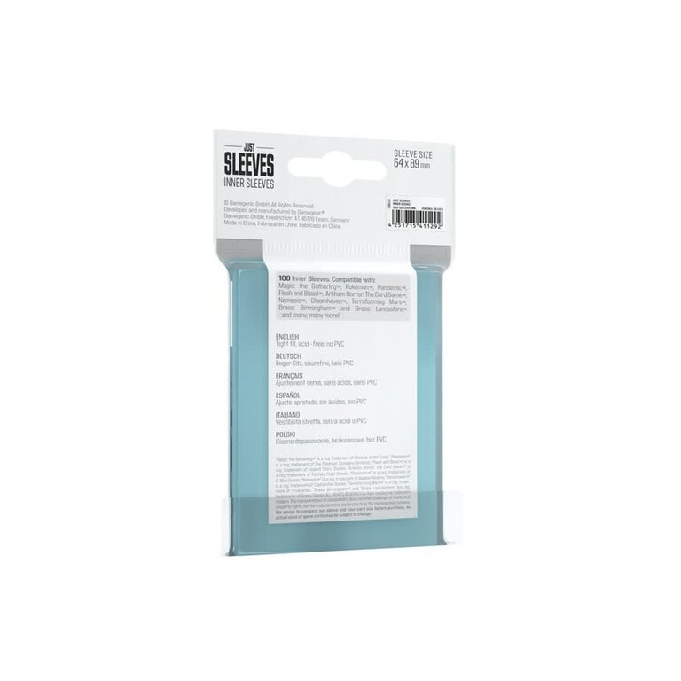 Gamegenic (Gamegenic) Just Sleeves - Inner Sleeves - 100 unités - 64mm x 89mm